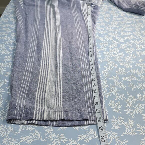 Old Navy Womens Sz 2X Plus Blue/White Linen Blend Stripe Pockets Ankle Pants - Picture 10 of 12